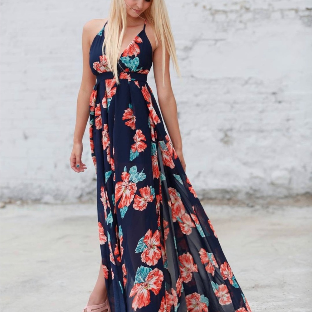 Navy Floral Maxi Dress